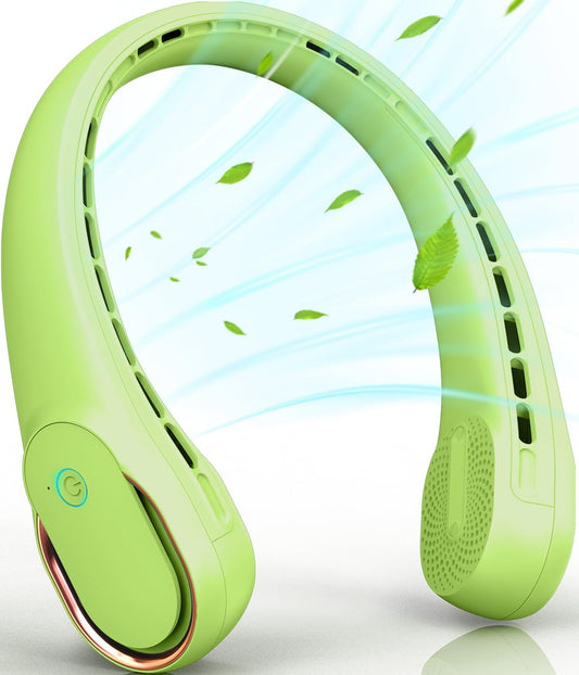 FrSara Neck Fan, Portable Personal Fan Strong Wind, 5200mAh, Air Volume,360° Cooling, No Hair Twisting, Air Volume On 2 Sides, Non-Slip, Quick Charge, Long Use Time, Gift for Father, Dad, Women