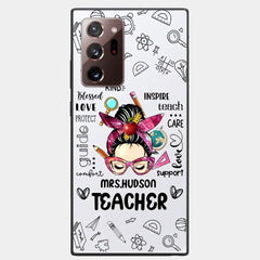 Messy Bun Teacher Typography Personalized Space Phone case