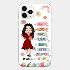 Teacher Floral Rainbow Personalized Phone case Teacher Appreciation Thank