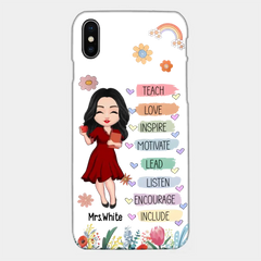 Teacher Floral Rainbow Personalized Phone case Teacher Appreciation Thank