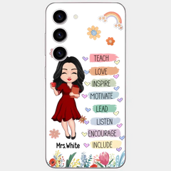 Teacher Floral Rainbow Personalized Phone case Teacher Appreciation Thank