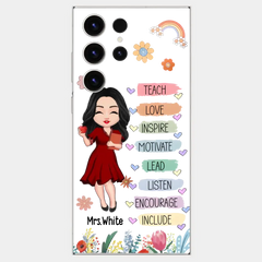 Teacher Floral Rainbow Personalized Phone case Teacher Appreciation Thank