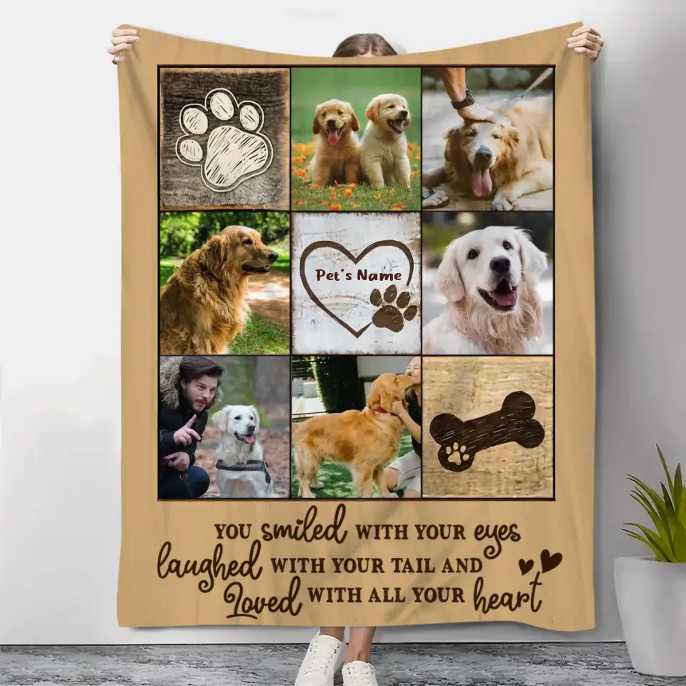 Personalisierte Foto-Hundedecke, Geschenke zum Verlust eines Haustiers, Sie lächelten mit Ihren Augen