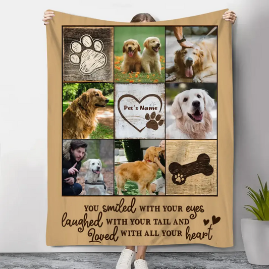 Personalisierte Foto-Hundedecke, Geschenke zum Verlust eines Haustiers, Sie lächelten mit Ihren Augen