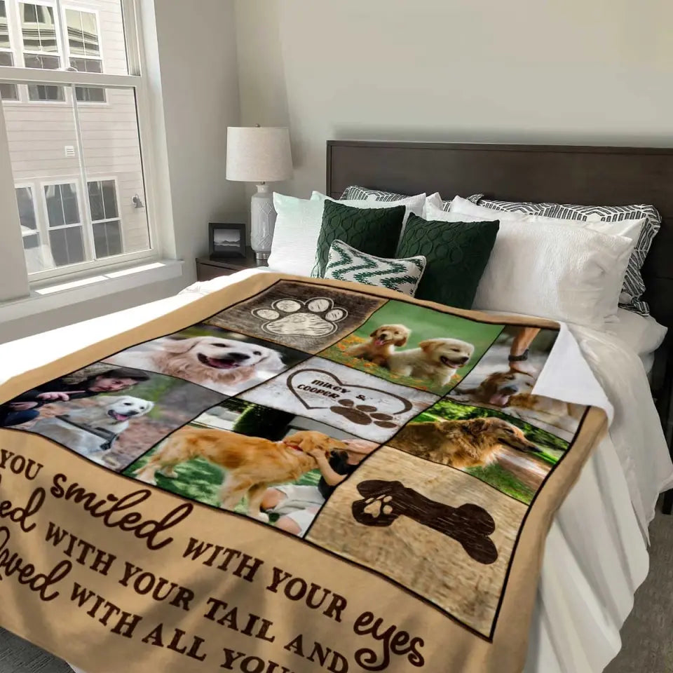 Personalisierte Foto-Hundedecke, Geschenke zum Verlust eines Haustiers, Sie lächelten mit Ihren Augen