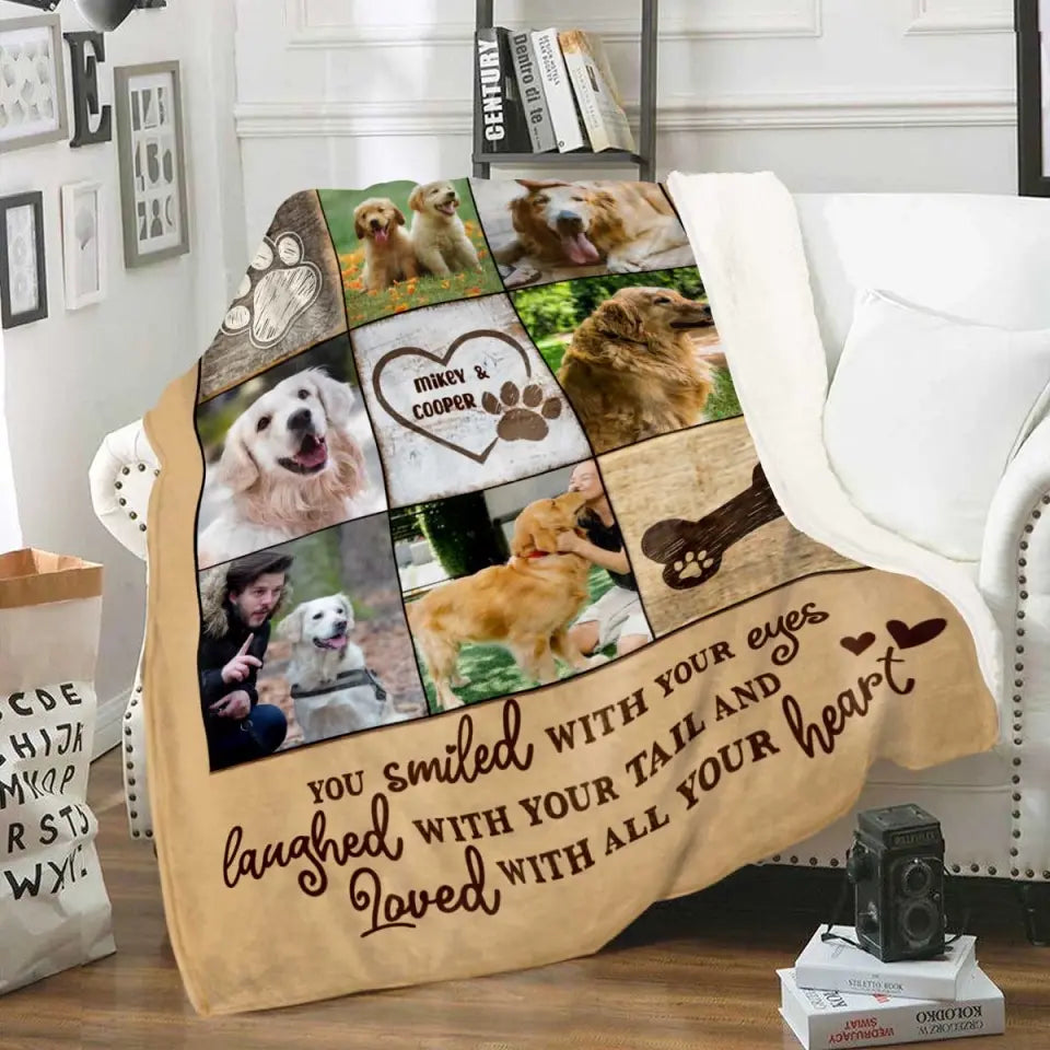 Personalisierte Foto-Hundedecke, Geschenke zum Verlust eines Haustiers, Sie lächelten mit Ihren Augen