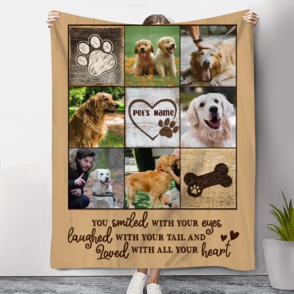 Personalisierte Foto-Hundedecke, Geschenke zum Verlust eines Haustiers, Sie lächelten mit Ihren Augen