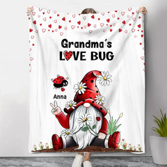 Grandma's Love Bugs Gnome – personalisierte Decke – Geschenk für Oma