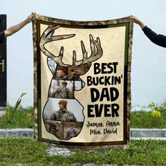 Personalisierte Decke für den besten Buckin' Dad aller Zeiten, Vatertagsgeschenke für Jagdväter, Hirschjagd-Vatergeschenk