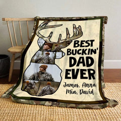 Personalisierte Decke für den besten Buckin' Dad aller Zeiten, Vatertagsgeschenke für Jagdväter, Hirschjagd-Vatergeschenk