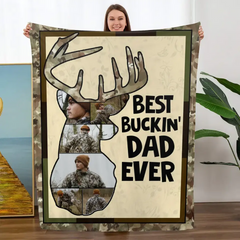 Personalisierte Decke für den besten Buckin' Dad aller Zeiten, Vatertagsgeschenke für Jagdväter, Hirschjagd-Vatergeschenk