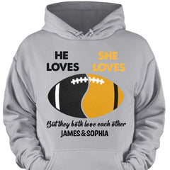 American-Football-Fans lieben sich – personalisiertes Shirt – Hoodie – Sweatshirt-Geschenk für Paare