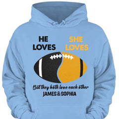 American-Football-Fans lieben sich – personalisiertes Shirt – Hoodie – Sweatshirt-Geschenk für Paare