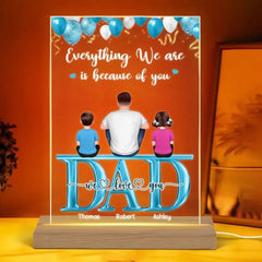 Bester Papa aller Zeiten – Vater, Kinder und Haustier – personalisiertes Acrylschild – bestes Geschenk für Vater