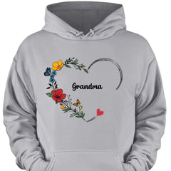 Colorful Flowers Grandma Nana Mimi Abuela With Grandkids Name Personalized Sweatshirt For Mother's Day