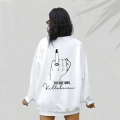 Zukünftiger Mrs. Sweathirt mit Ringfinger – Personalisiertes Verlobungs-Sweatshirt – Verlobungsgeschenk – Zukünftiger Mrs.Name Sweathirt – Ringhandpullover