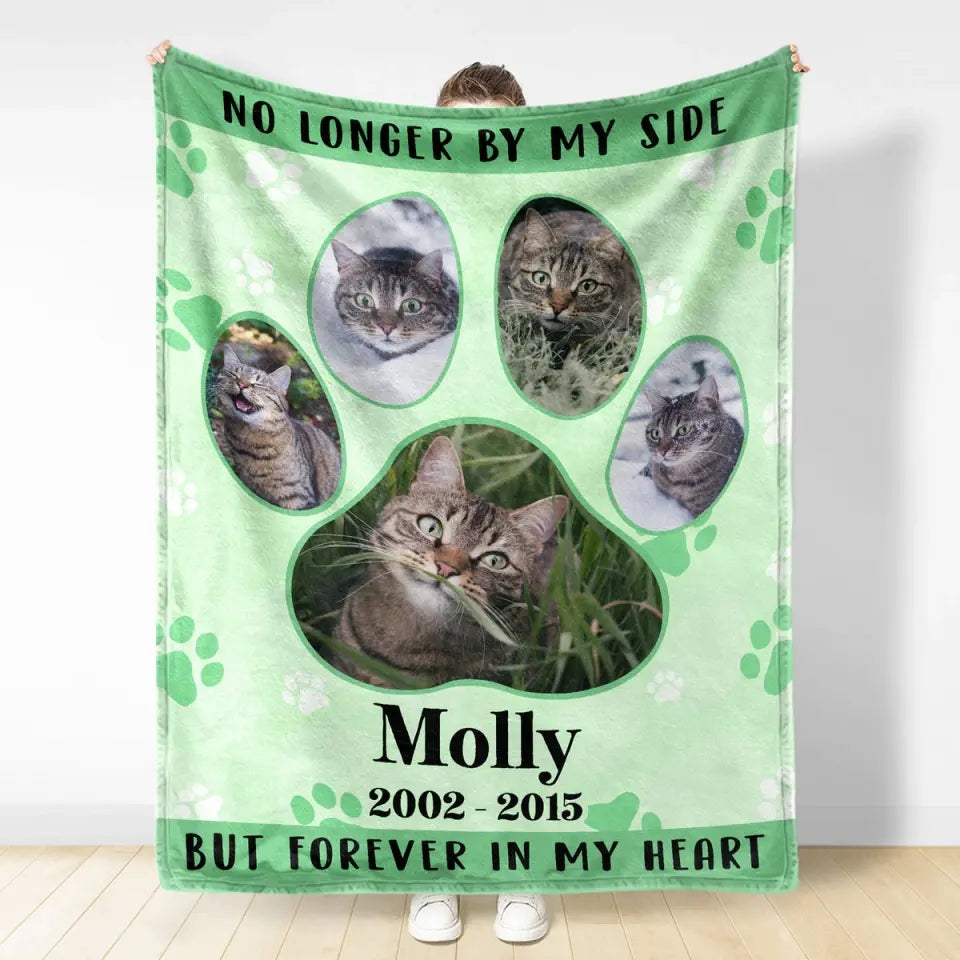 Individuelles Foto, nicht mehr an meiner Seite, sondern für immer in meinem Herzen – Erinnerungsgeschenk für Hundeliebhaber, Katzenmutter, Haustierverlust – personalisierte Fleecedecke