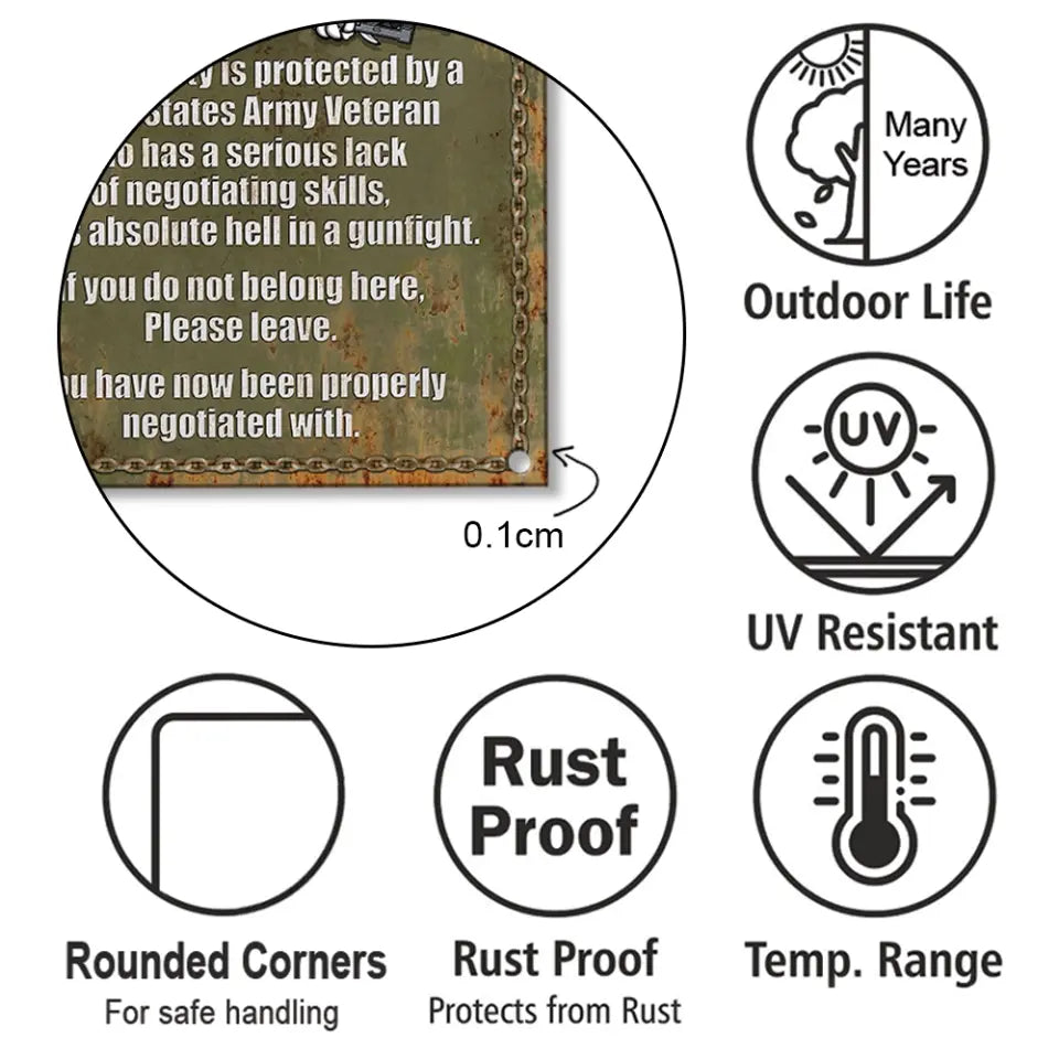 Uninvited Guests This Property Is Protected By A Veteran Personalized Metal Sign For Veteran