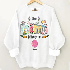 Oster-Mimi-Shirt, personalisiertes Oma-Shirt, dieses Mimi gehört zu Kindernamen-Shirt, Oster-Shirt, Ostergeschenk für Mimi, Mimi-Häschen-Shirt