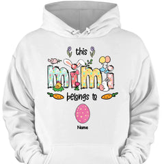 Oster-Mimi-Shirt, personalisiertes Oma-Shirt, dieses Mimi gehört zu Kindernamen-Shirt, Oster-Shirt, Ostergeschenk für Mimi, Mimi-Häschen-Shirt