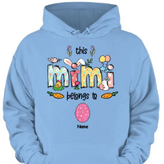 Oster-Mimi-Shirt, personalisiertes Oma-Shirt, dieses Mimi gehört zu Kindernamen-Shirt, Oster-Shirt, Ostergeschenk für Mimi, Mimi-Häschen-Shirt