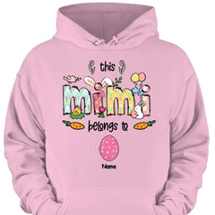 Oster-Mimi-Shirt, personalisiertes Oma-Shirt, dieses Mimi gehört zu Kindernamen-Shirt, Oster-Shirt, Ostergeschenk für Mimi, Mimi-Häschen-Shirt