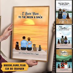 „I Love You to the Moon and Back“, Paar mit Hund/Katze – personalisierte Geschenke, individuelles Poster für Paare, Geschenke für Krankenschwestern, Geschenke für Polizisten
