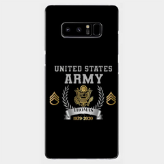 Personalisierte Handyhülle mit individuellem Namen und Uhrzeit im US-Armee-Rang-Camouflage-Design bedruckt