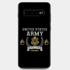 Personalisierte Handyhülle mit individuellem Namen und Uhrzeit im US-Armee-Rang-Camouflage-Design bedruckt