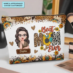 Beste Mama aller Zeiten – personalisierte individuelle Schminktasche aus Segeltuch – Muttertagsgeschenk für Mama, Familienmitglieder