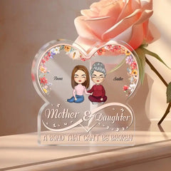 Mutter und Tochter – eine Bindung, die nicht gebrochen werden kann – personalisiertes Acrylschild, Geschenk für Mama