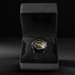 Personalisierte US-Veteranen-/Soldatuhr aus schwarzem Edelstahl