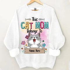 This Cat Mom Belongs To Chubby Laughing Cats - Personalized Cat T-shirt