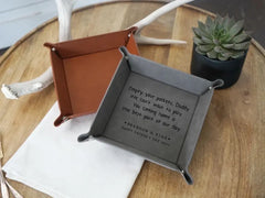 Empty your Pockets Daddy Custom Engraved Christmas or Father's Day Gift for Dad | Custom Leather Catchall Personalized Valet Tray for Men