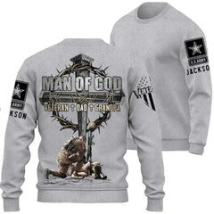 Man Of God Veteran Dad Papa Personalized Shirt For Father's Day Veteran Grandpa