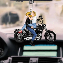 Küssendes Motorradpaar – personalisiertes Ornament für ihn, für sie, Motorradliebhaber