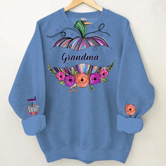 Oma Kürbis Blumen Personalisiertes Sweatshirt Herbst Geschenk für Oma
