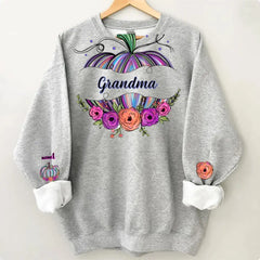 Oma Kürbis Blumen Personalisiertes Sweatshirt Herbst Geschenk für Oma