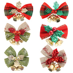 Christmas Mini Bell Bow Ornaments Wreath Pendant Gift Box Decoration