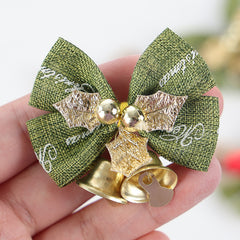 Christmas Mini Bell Bow Ornaments Wreath Pendant Gift Box Decoration