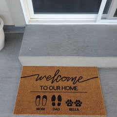 Customized welcome mats with your family and pet's name - create a personalized home style - welcome every visitor