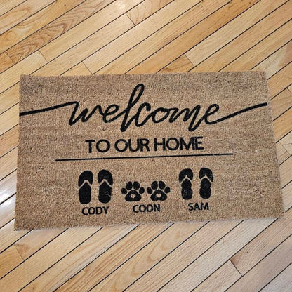 Customized welcome mats with your family and pet's name - create a personalized home style - welcome every visitor