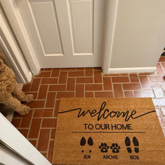 Customized welcome mats with your family and pet's name - create a personalized home style - welcome every visitor