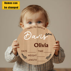 Personalized Baby Name Announcement Sign - Custom 3D Wood Baby Birth Sign Stats - Newborn Gift