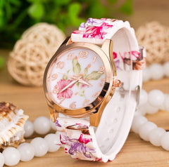 Hot-Selling Silicone Pattern Geneva Silicone Watch Printed Flower Watch Wholesale Waterproof