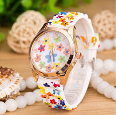Hot-Selling Silicone Pattern Geneva Silicone Watch Printed Flower Watch Wholesale Waterproof