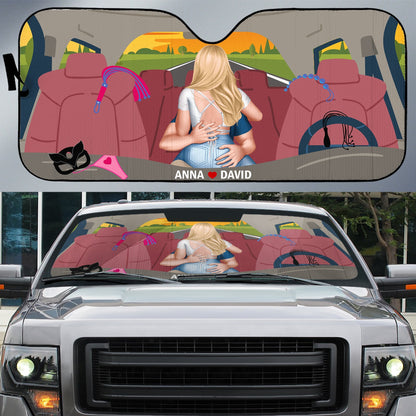 Romantic Road Trip Car Sunshade - Customizable Windshield Cover for Couples