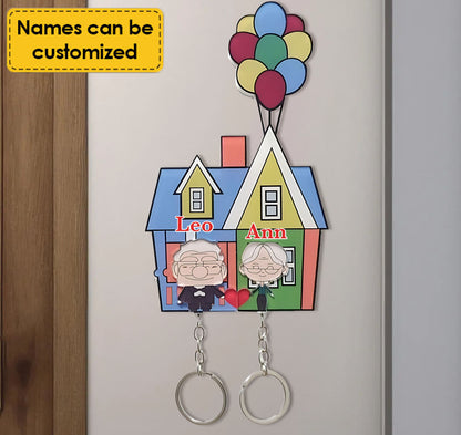Personalized Couple Keychain &  Fridge Magnet - "Up" House Design - Custom Acrylic Gift