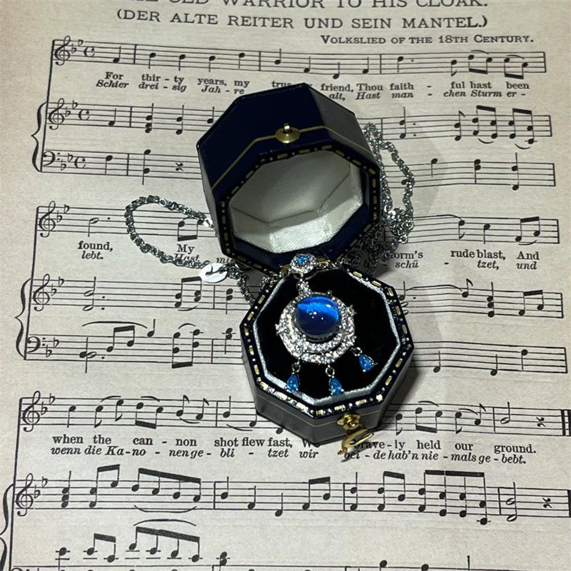 "Mermaid Tears" blue crystal zircon necklace pendant niche light luxury exquisite high-end clavicle chain