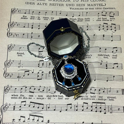 "Mermaid Tears" blue crystal zircon necklace pendant niche light luxury exquisite high-end clavicle chain